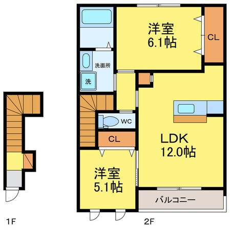 南昭和町五丁目 徒歩3分 2階の物件間取画像